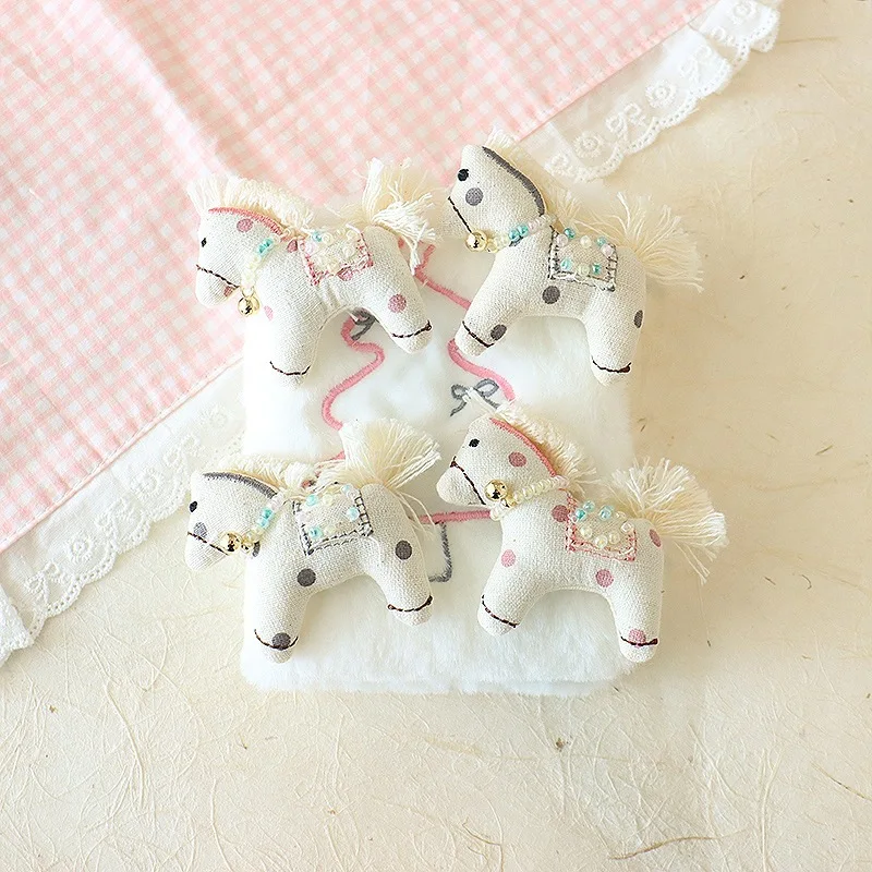 Cute Cotton Linen Fabric Pony Brooch Creative Versatile DIY Hair Accessory Decoration Charm for Women Girls Daily Party Use