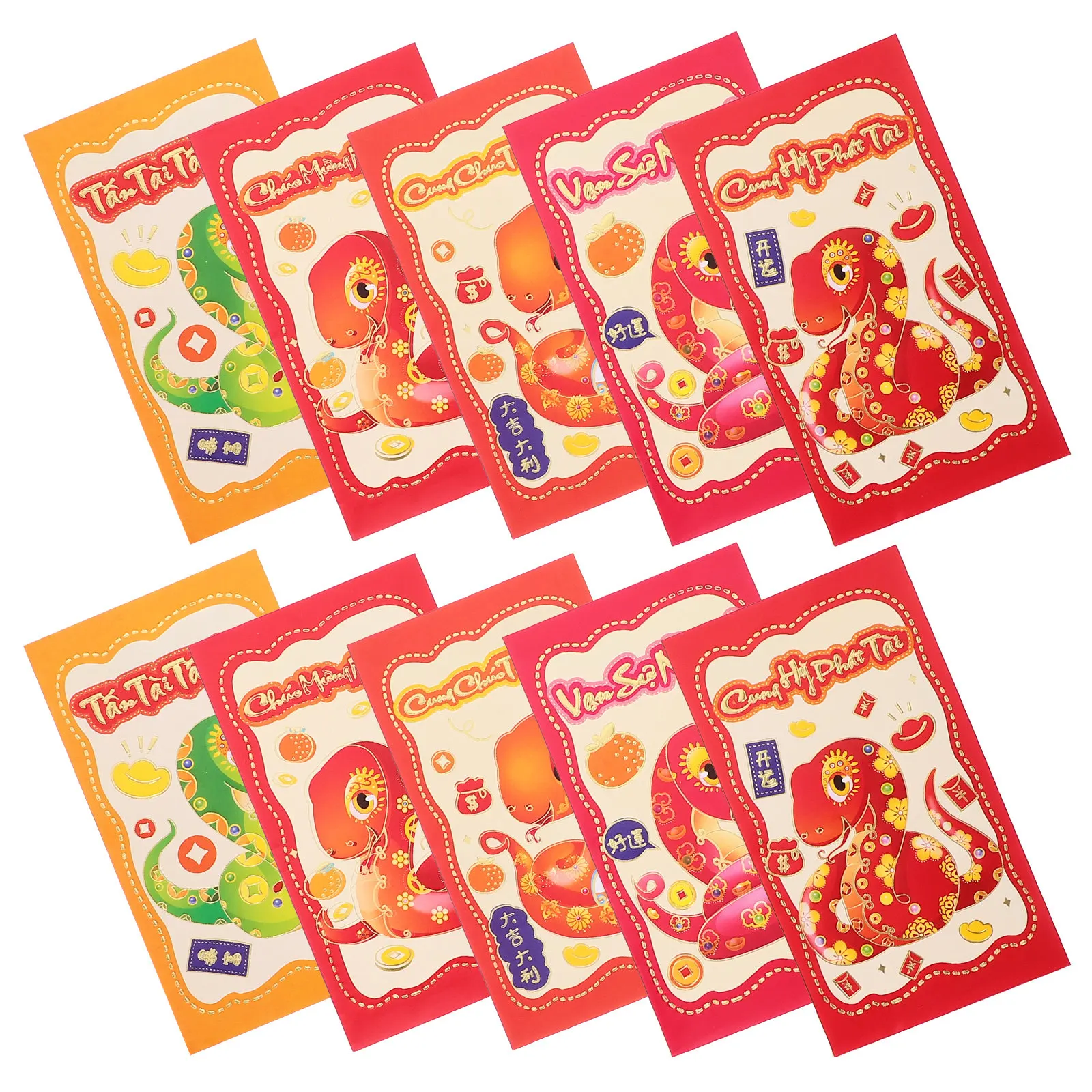 

30Pcs 2025 Year of The Snake Red Envelopes Lunar New Year Lucky Money Pack with Vietnamese Text Cartoon Snake Design for Spring