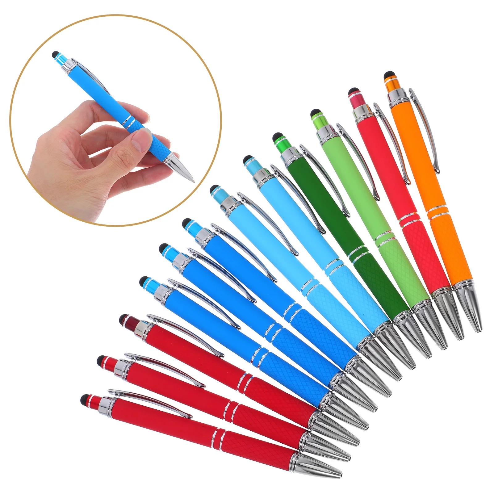 

12Pcs Stylus Ballpoint Pens Metal Body Retractable Design Smooth Writing for Office School Teens Women Handwriting Digital Use