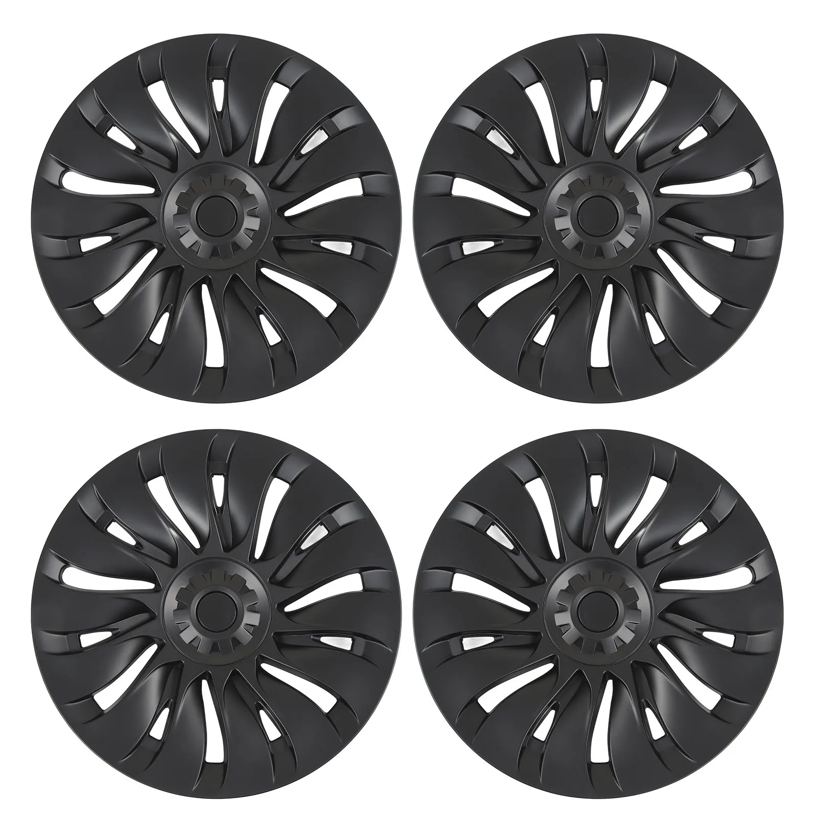 4 Pcs 19 Inch Wheel Hub Cap Matte Black Automobile Wheel Hub Fully Wrap Rim Protector Replacement for Tesla Model Y 2020 to 2023