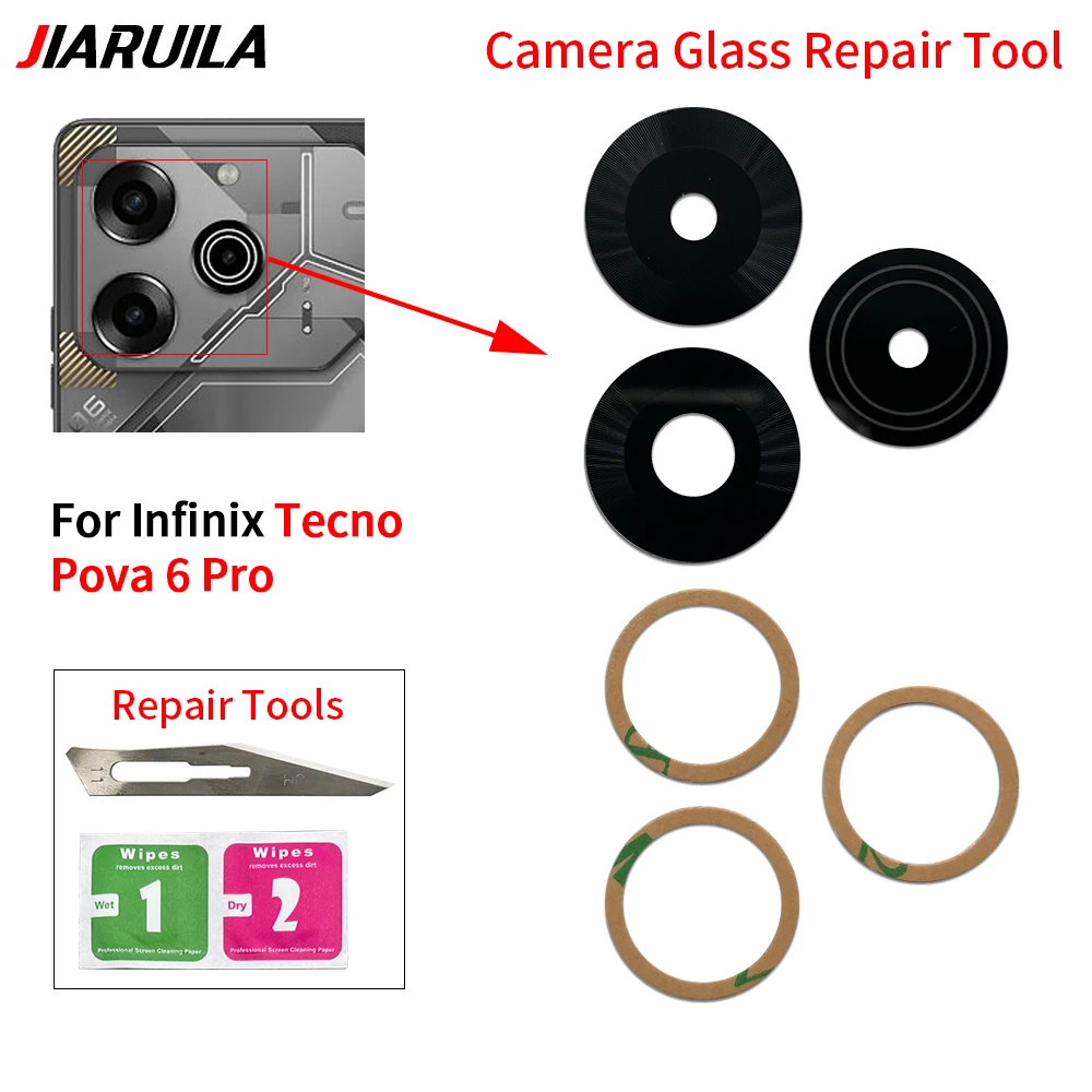 Good Camera Glass For Infinix Camon 19 Pro 20 CK6 Phantom X2 Pova 4 5 6 Pro Rear Back Camera glass Lens With Glue Adhesive