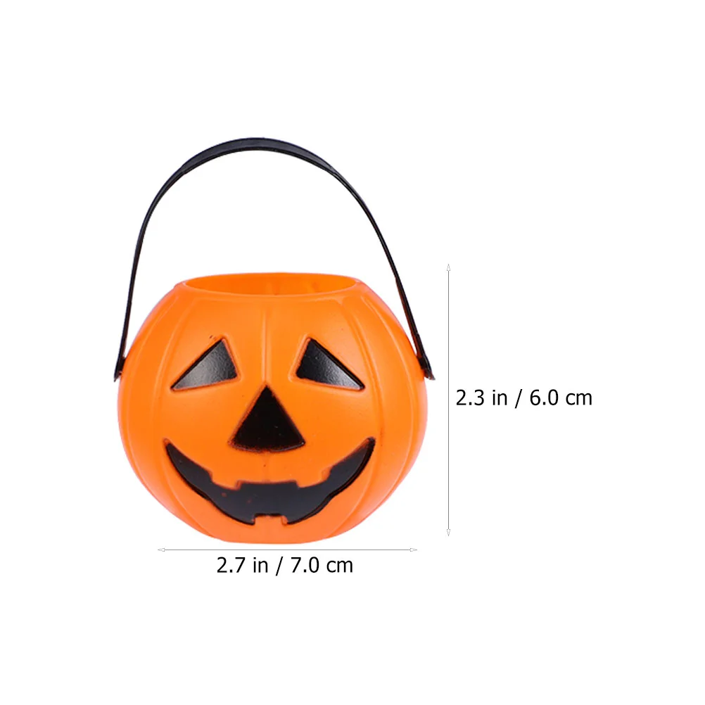 12 Pcs Portable Pumpkin Bucket Halloween Treat Buckets Pumpkins Candy Gifts Party Plastic Props Child