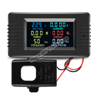 6 in 1 AC 80~260V 0-100A 22000W Digital Panel Amp Volt Current Meter Watt Kwh Power Factor Energy Meter With Coil CT/Split CT