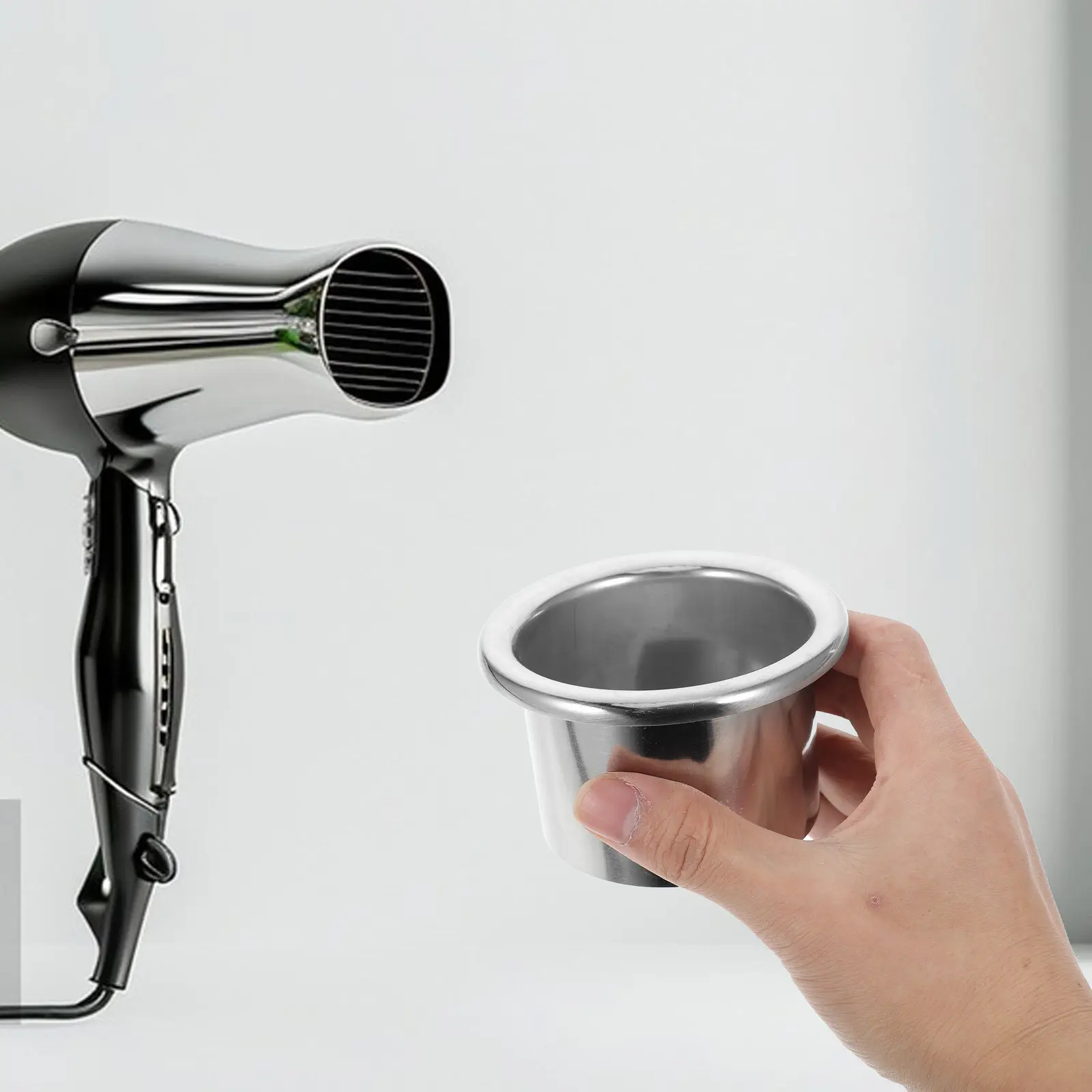 

Подставка-органайзер из нержавеющей стали для фена, настольная, для салонов, ванных комнат, столешниц, для хранения парикмахерских инструментов