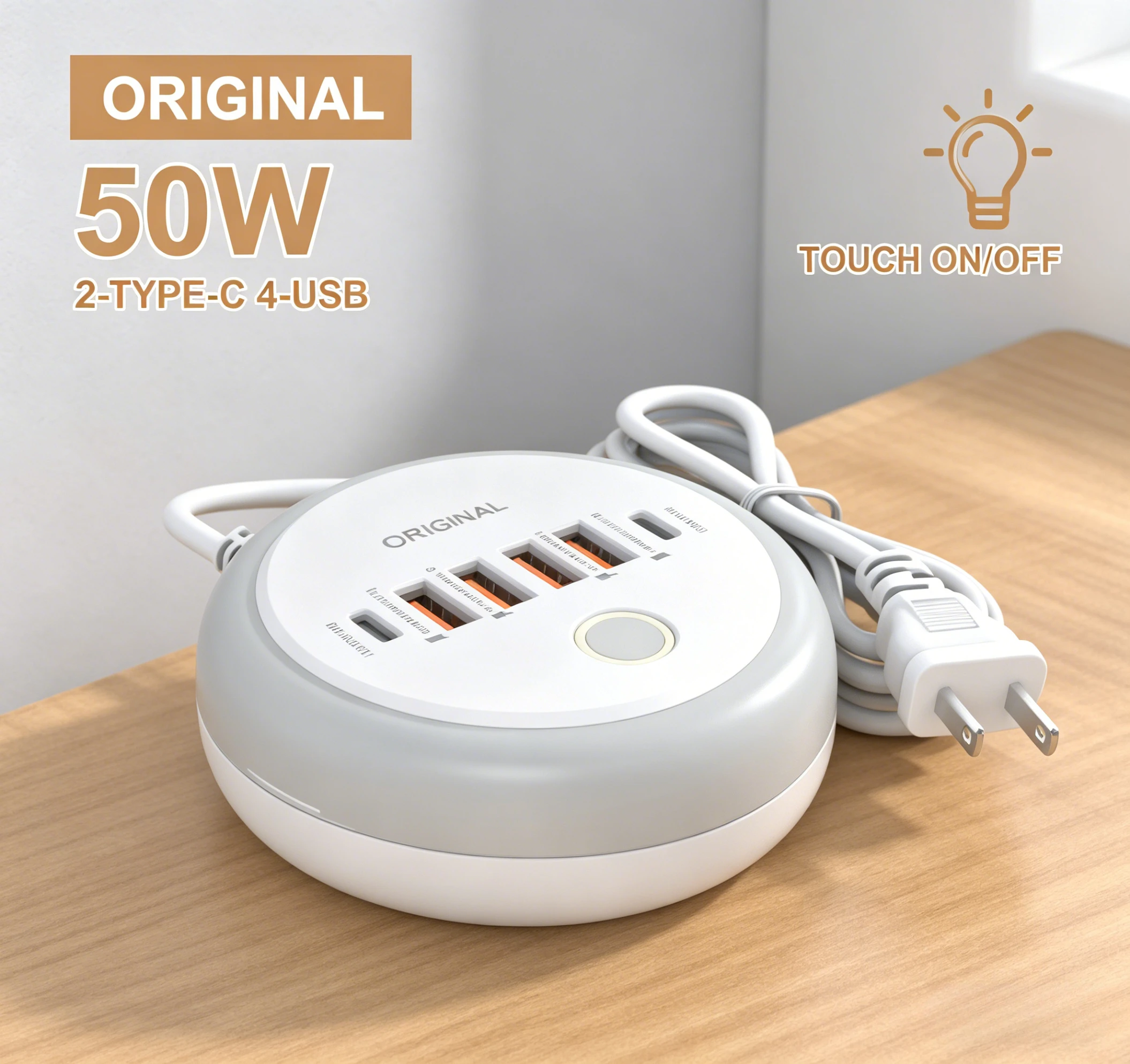 USB PD 50W Mehrfach-Steckdosenleiste Typ C Handy-Ladeadapter für iPhone Xiaomi Huawei Samsung USB Schnell-Ladegerät