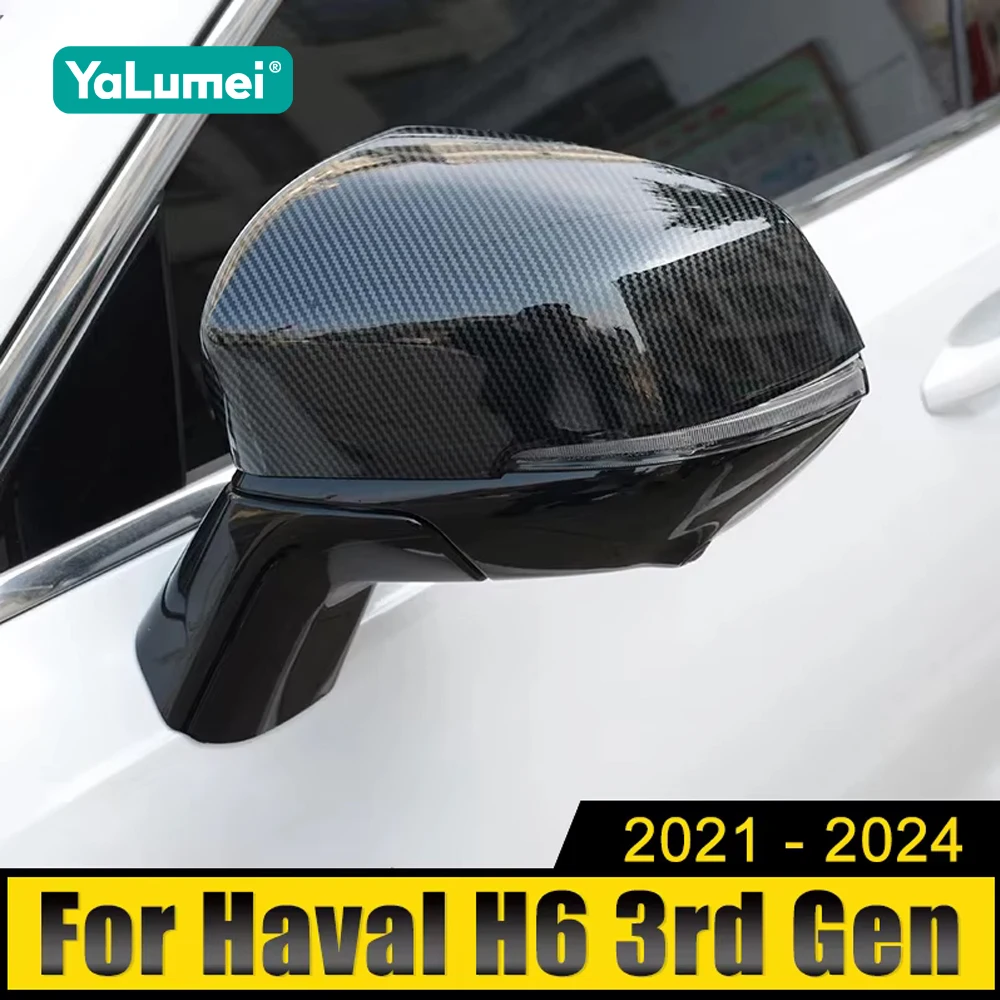 

For Haval H6 3rd Gen GT 2021 2022 2023 2024 H6S HEV PHEV ABS Carbon Car Rearview Mirror Side Molding Cover Case Trim Stickers