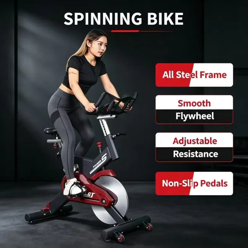 Commercial Spinning Bike Adjustable Resistance Stationary Exercise Bicycle Indoor Cycling for Gym Fitness Club Home Workout