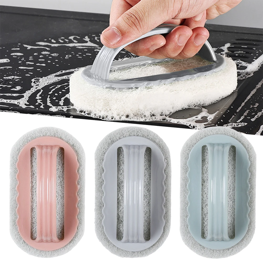 3pcs Kitchen Sponge Scrub Brush With Handle Magics Cleaning Brush Multifunctional Pot Pan Dish Clean Brush Home Cleaning Tool