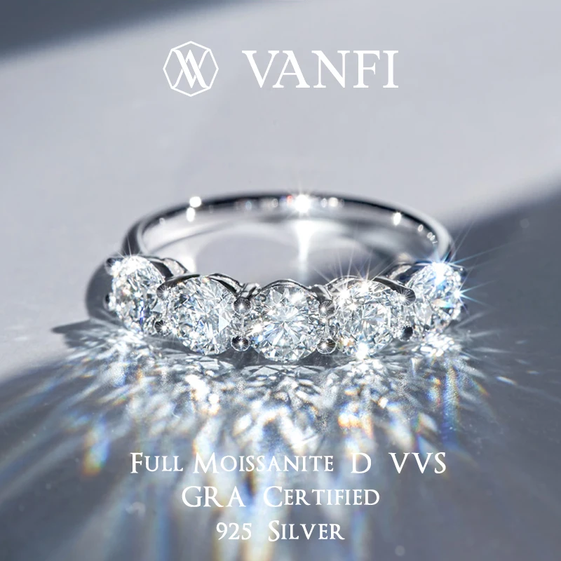 

Kfvanfi 1.5ct Moissanite s925 silver women's ring sparkling party band plated with 18k gold platinum luxury certified jewelry