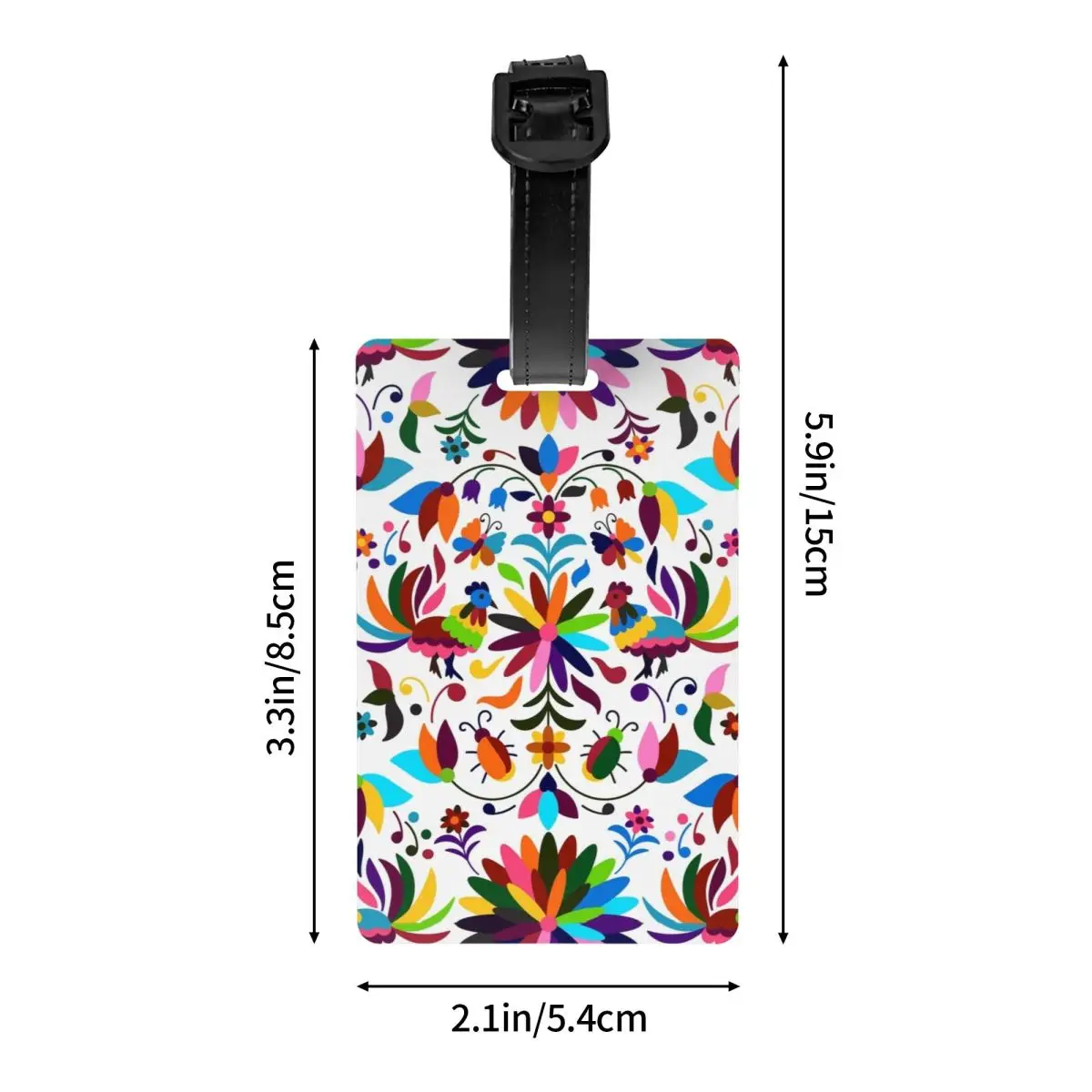 Mexican Otomi Birds Floral Embroidery Luggage Tag Folk Flowers Art Travel Bag Suitcase Privacy Cover ID Label