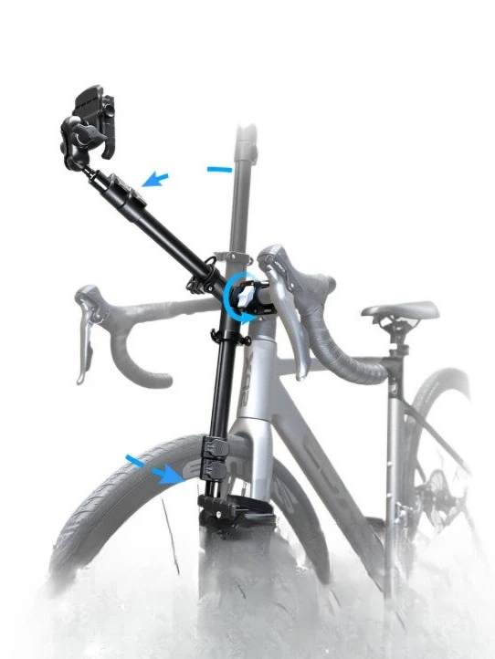 

bicycle, mobile phone riding, shooting bracket, mountain bike, live selfie stick, telescopic, overhead shooting.