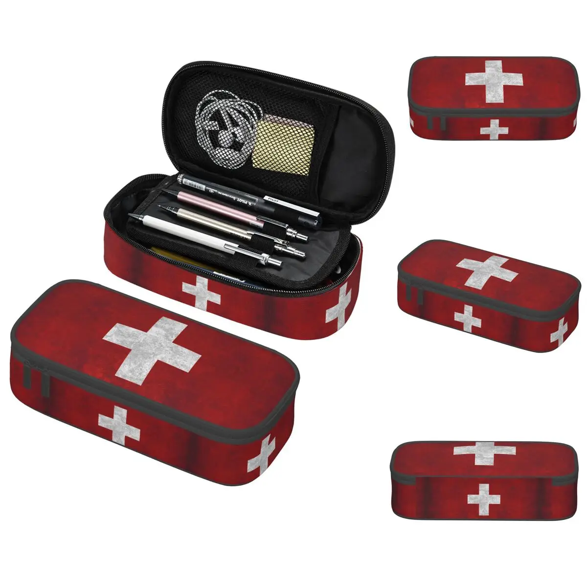 

Swiss Switzerland Flag Pencil Case for Boy Girl School Pen Box Pencil Bag Stationery Supplies Pen Holder Bag