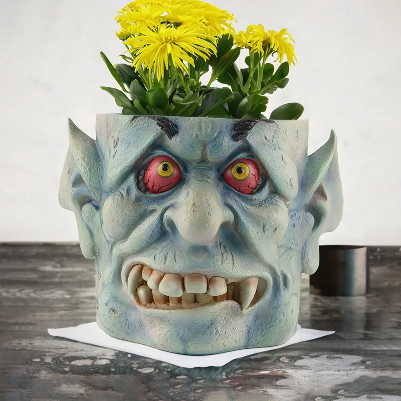 

Human face ghost head funny creative balcony planter ornaments resin desktop green plant pots living room home decoration