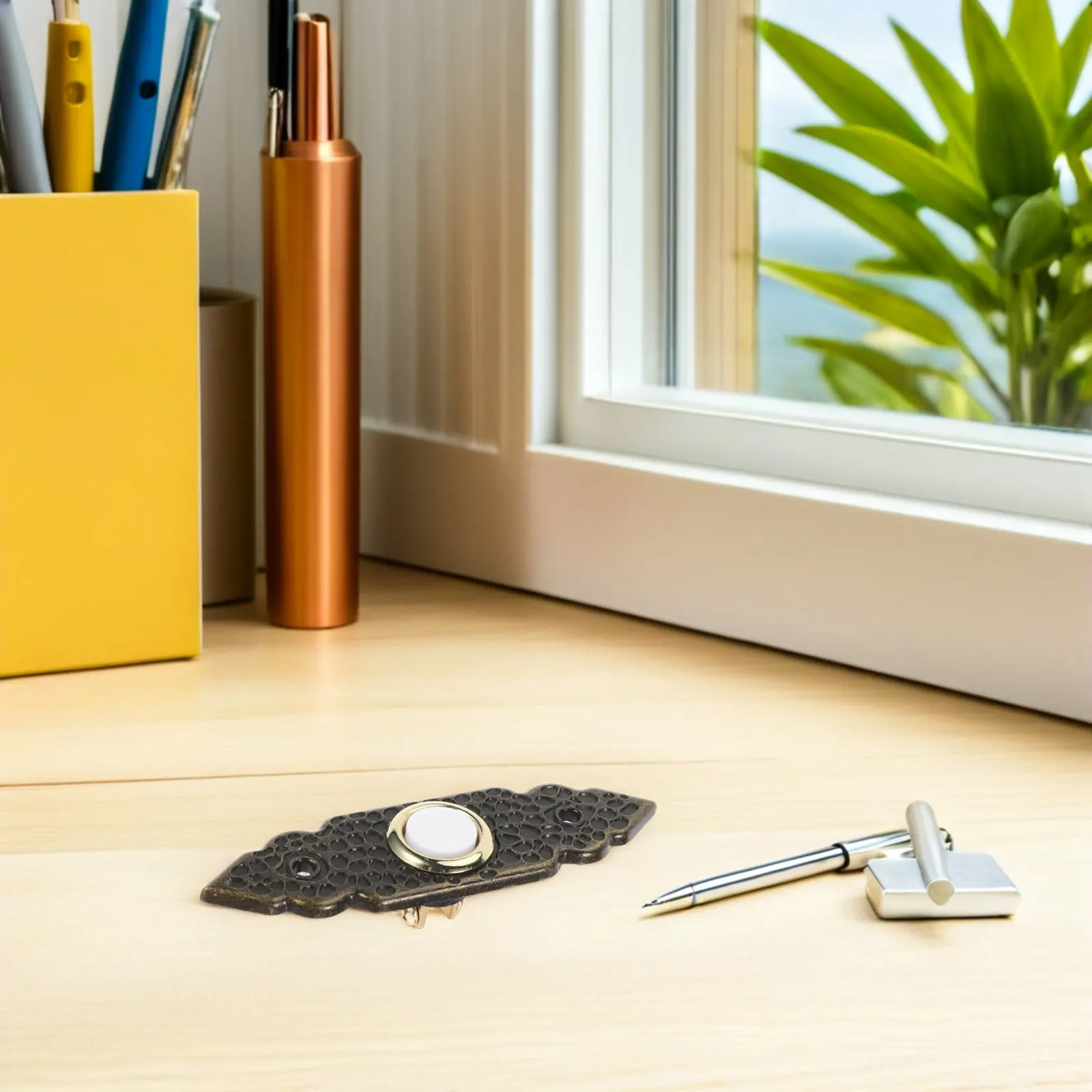 Retro Decorative Doorbell Button - Universal Weatherproof Wall Mounted Metal Chime Push for Farmhouse Entryway Door Bell Systems