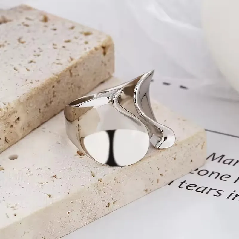 925 Sterling zilveren ringen voor vrouwen paar minimalistische handgemaakte eenvoudige grote ring partij sieraden cadeau voorkomen allergie
