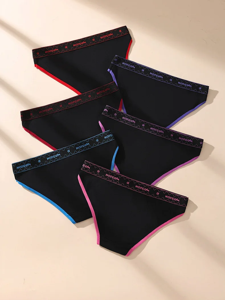 6 ks sexy dámské kalhotky měkké bavlněné kalhotky černé spodní prádlo dívčí kalhotky dámské prodyšné strečové kalhotky dámské spodní prádlo XS-L - náhled 4