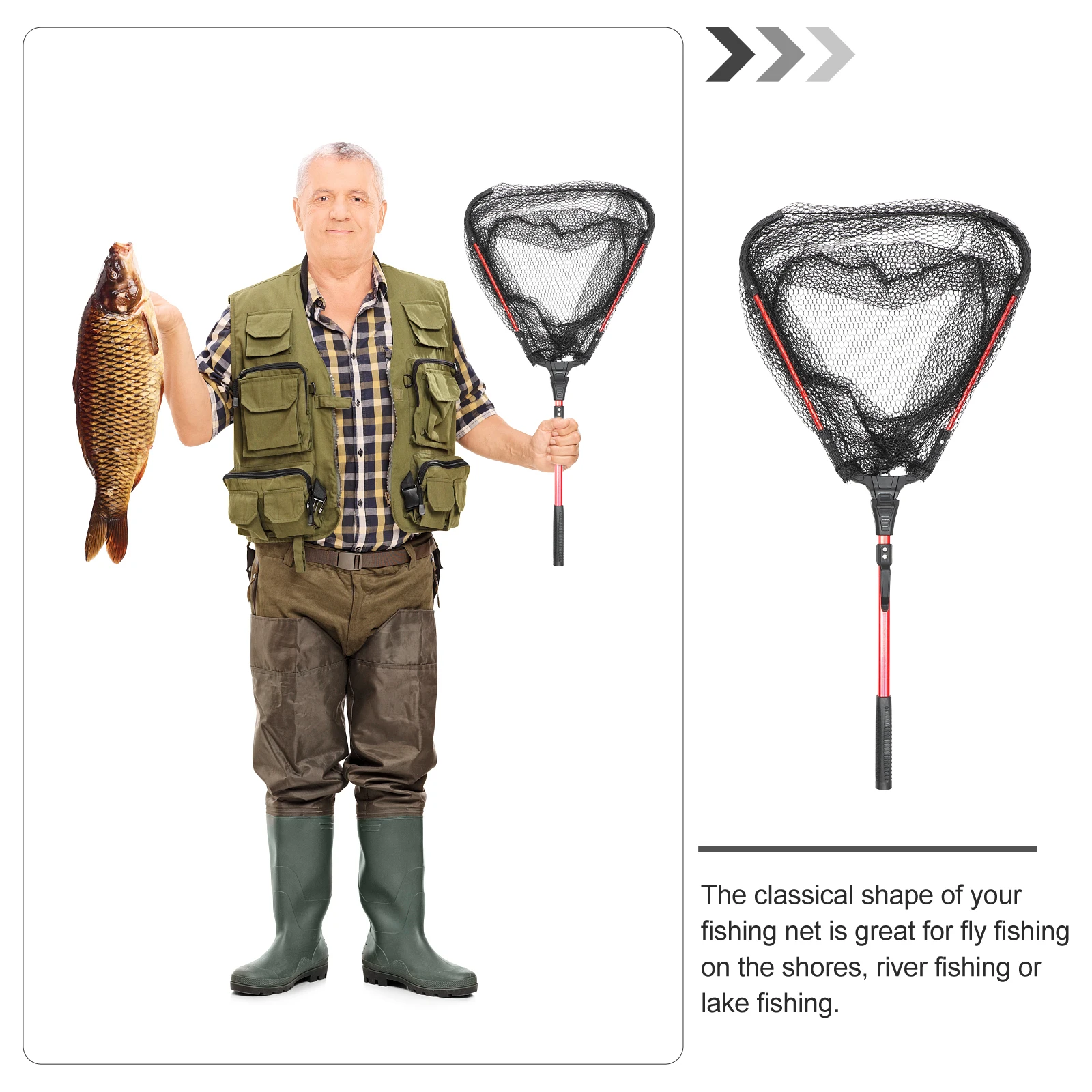 

Fishing Net Foldable Telescopic Pole Handle Lightweight Portable Aluminum Alloy Compact Storage River