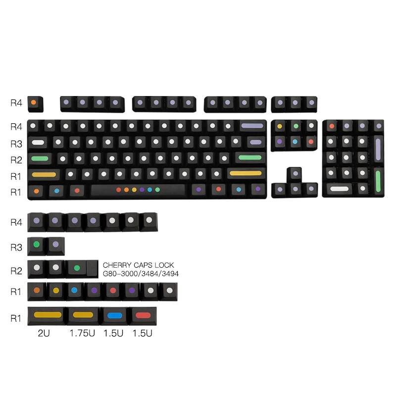 Dot original height five-sided sublimation 128-key full set 64 68 84 keycaps