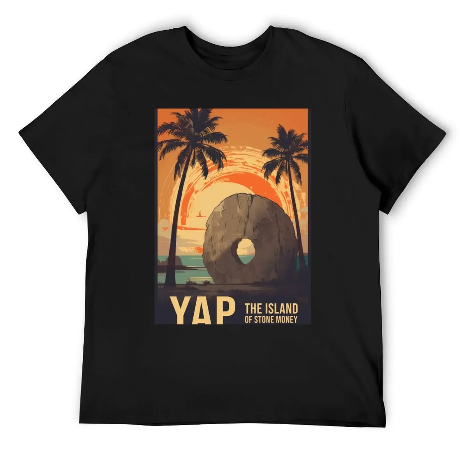 Yap, The Island of Stone Money T-Shirt tops shirts graphic tees plain men tshirt