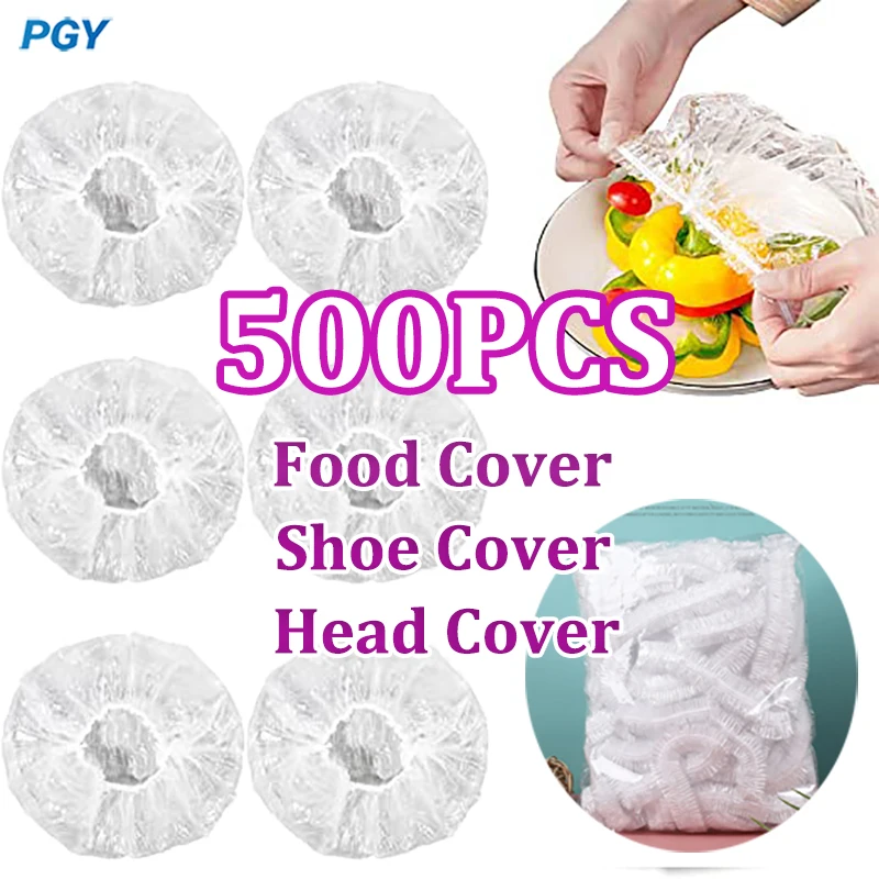 Disposable Food Cover Food Grade Elastic Plastic Wrap Food Fresh Saver Bag Food Lids Shoe Cover Shower Headgear Bowls Caps Dust