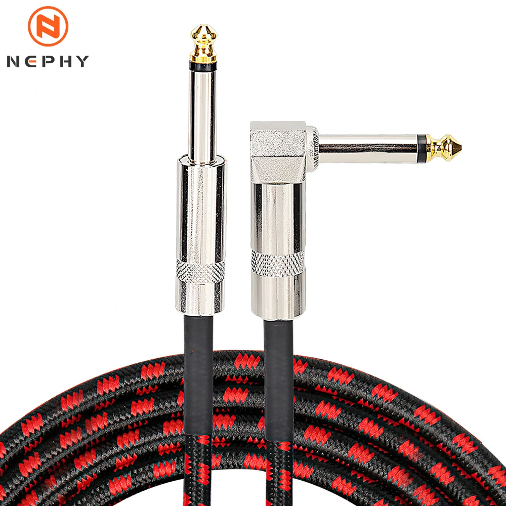 6.35mm To 6.35 mm 90 Degree Elbow Jack Cable For Electronic Organ Guitar Bass Drum 0.5/1/3/6 Meter Long Cord 6.5mm TS Audio Wire