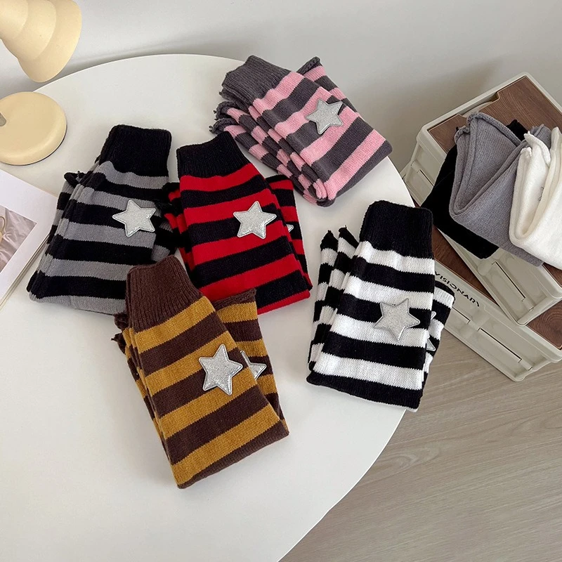 2025 nueva venta caliente Simple cubierta de pierna a rayas tendencia Retro lindo dibujos animados personalidad Otoño e Invierno cubierta de pierna cálida