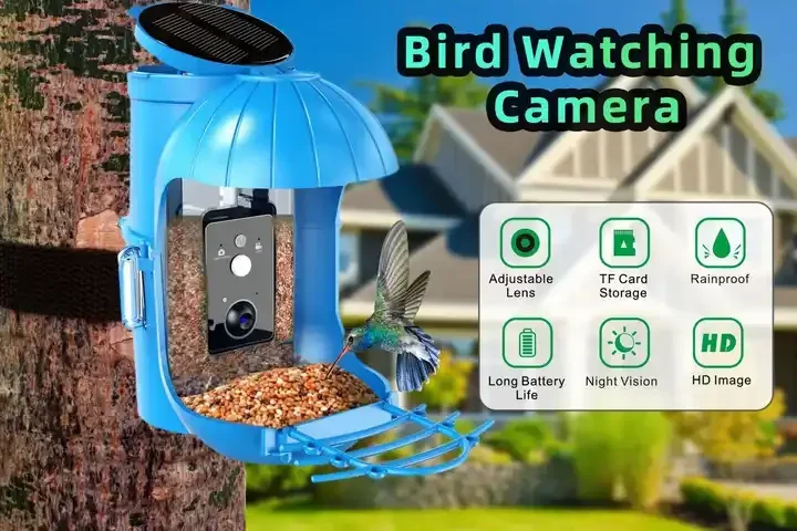 Smart Bird Feeder Camera Solar Panel Auto Notifying WiFi Bird Watching Camera Outdoor Garden Wildlife Camera