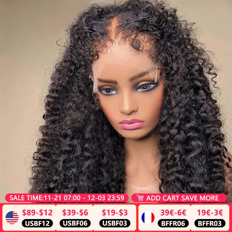 180 Density Human Hair Lace Wig Kinky Curly Edged Wigs Transparent Lace Wigs For Women Human Hair Remy Brazilian 28 30 Inch