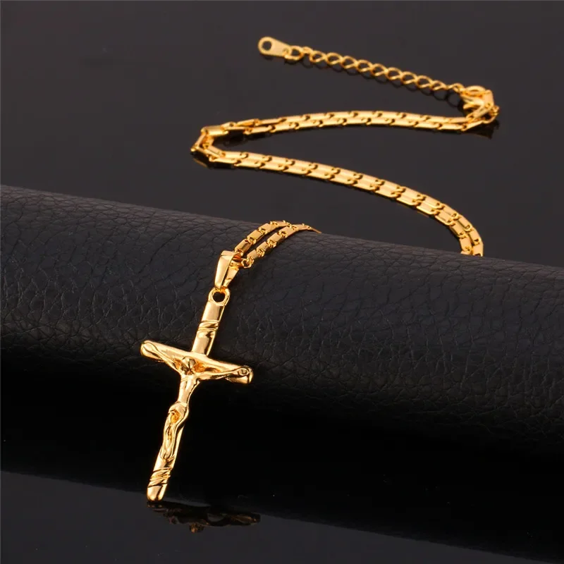 U7 Jesus Cross Goddess Necklace & Pendant Women Christmas Gifts Silver Color Catholic Christian Jewelry QC24