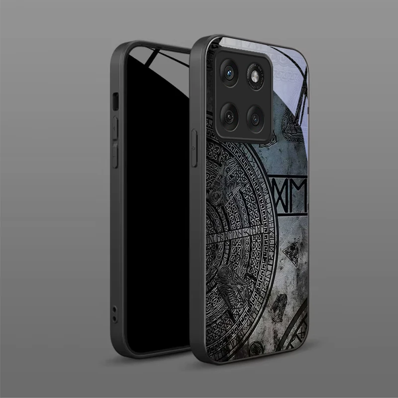 Ancient Norse Codex Black Glass Phone Case For Motorola Moto Edge 60 20 Lite 30 70 Pro 40 Neo 50 Ultra G14 G22 G35 Back Cover view 4