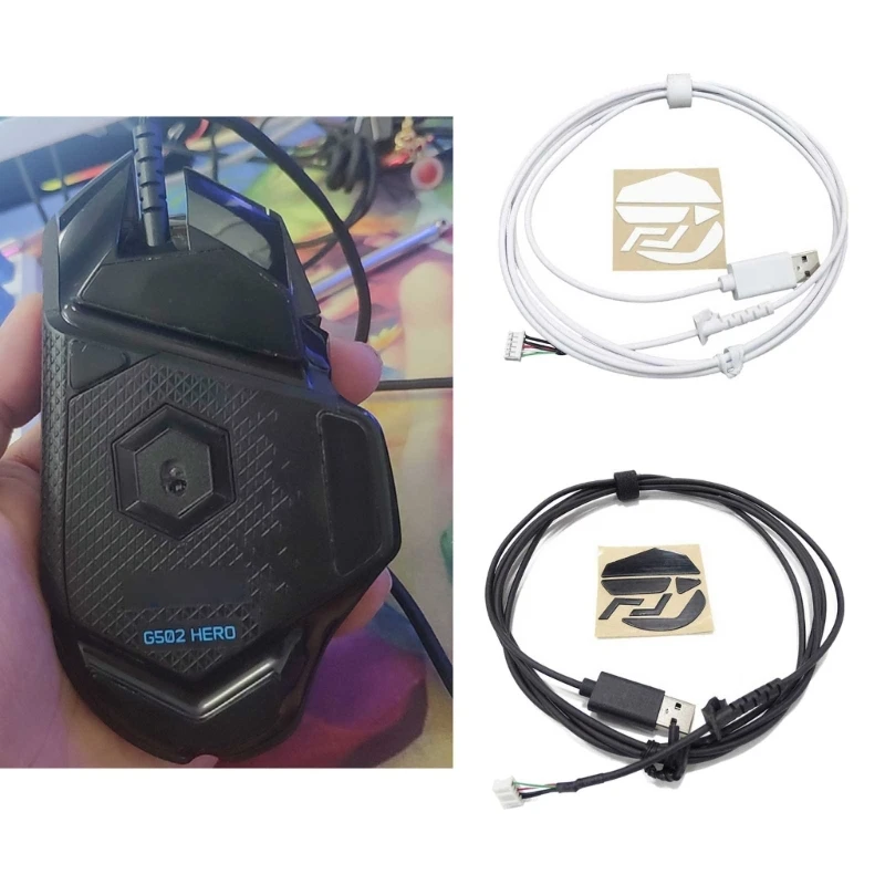 Dropship USB Muizenlijn, USB-muiskabel en muisvoeten Skates Vervanging Reparatie Onderdelen voor G502 Gaming Mouse