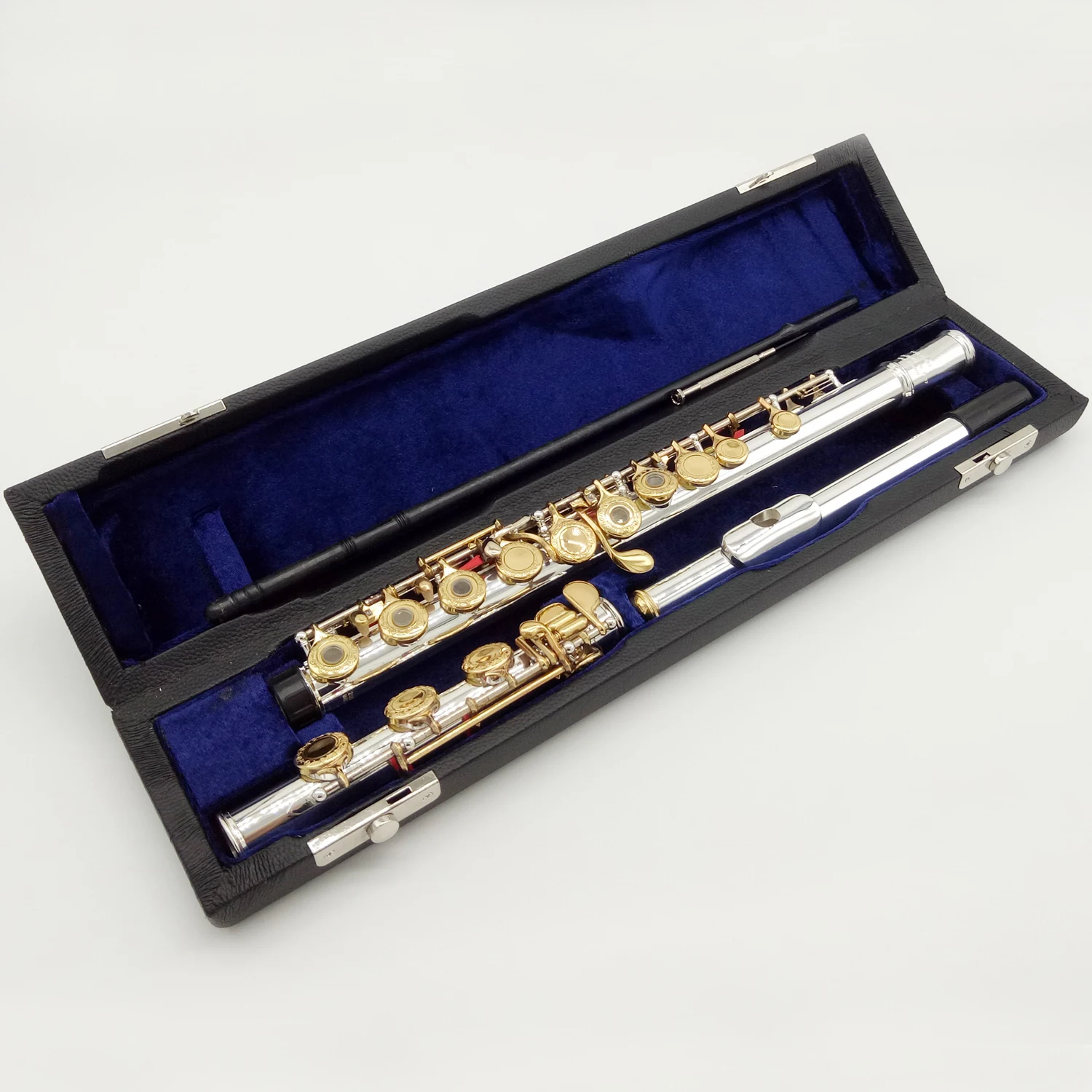 Music Fancier Club Flute 421 Engraving Hand Carved Keys Gold Plating Flutes B Leg Open Holes 17 Gold Keys