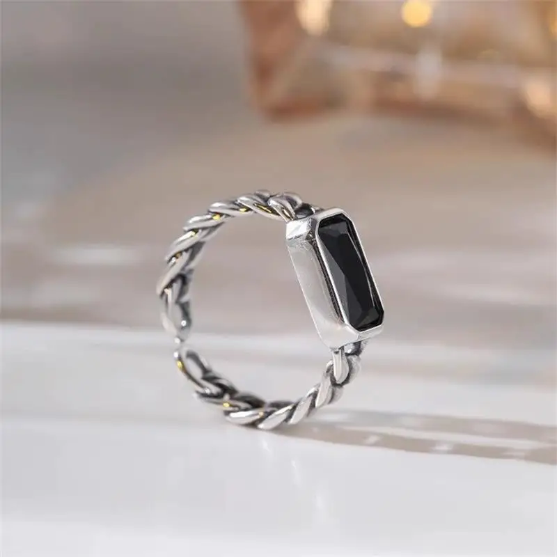 

Square Black Rhinestone Adjustable Finger Rings For Women Girl New Fashion Handmade Party Jewelry Gifts кольца