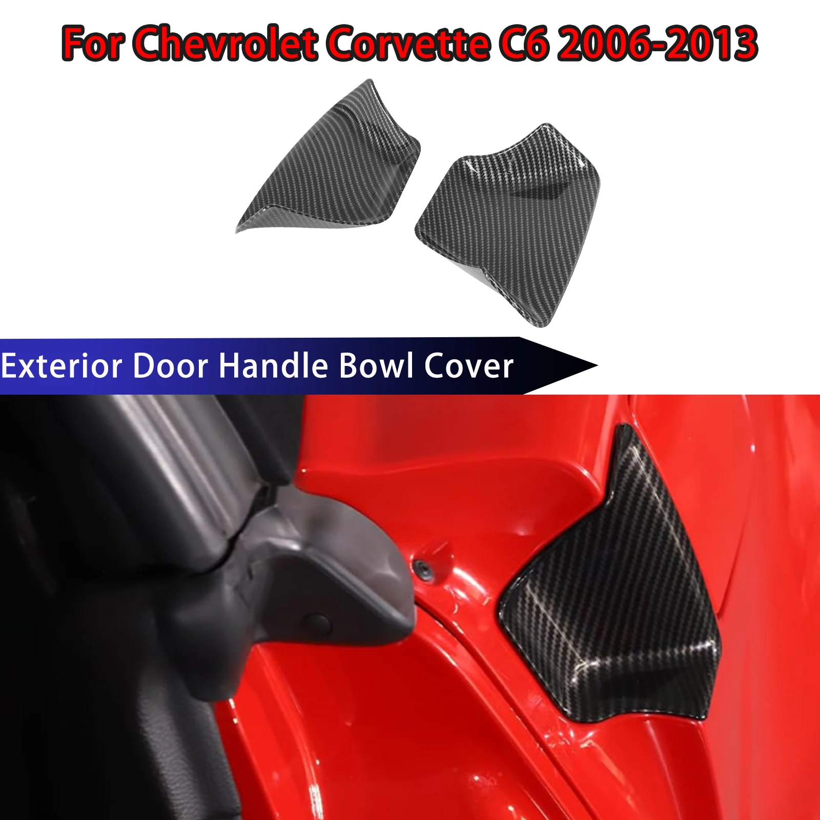 

Для Chevrolet Corvette C6 2006-2013: 2 шт. глянцевые черные накладки на ручки дверей, декоративные элементы для экстерьера автомобиля