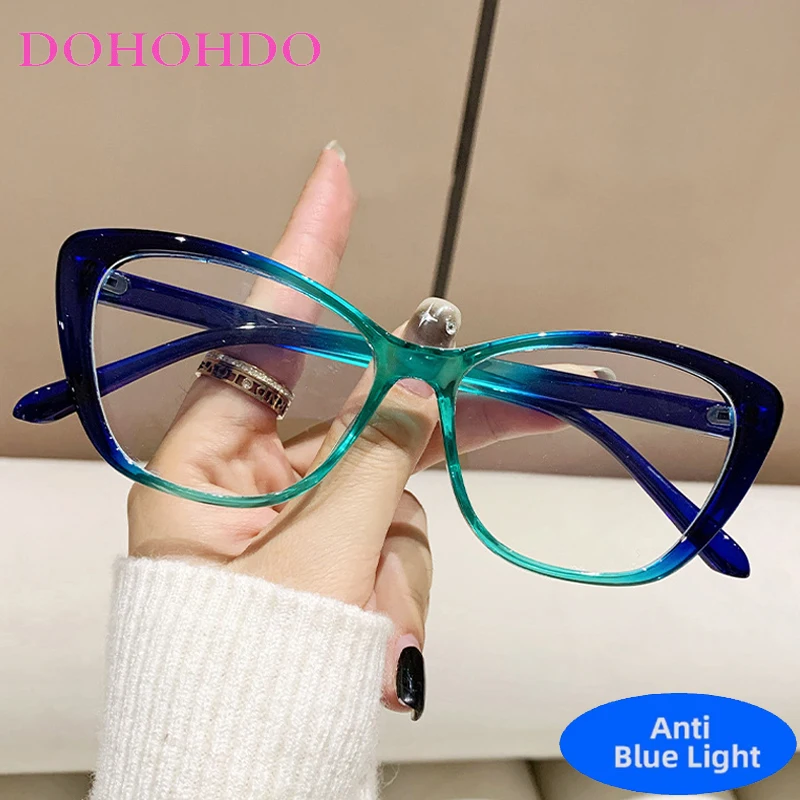 

Vintage Brand Designers TR90 Cat Eye Blue Light Blocking Glasses Women Men Optical Trendy Reading Glasses Computer Eyeglasses