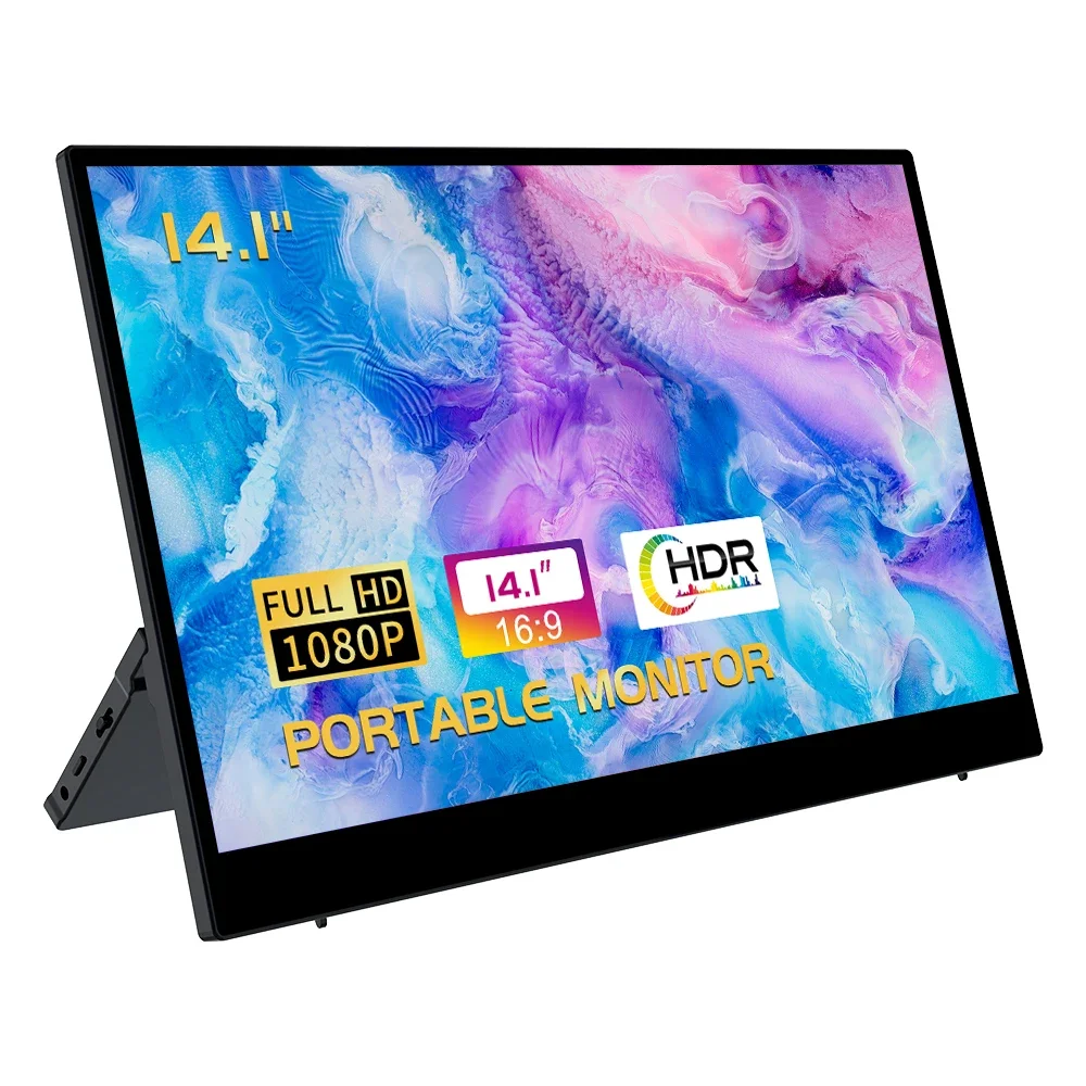 14.1 inch Portable Monitor FHD 1920*1080P USB-C Laptop External Second Screen HDMI Gaming IPS Computer Display Ps4 Ps5