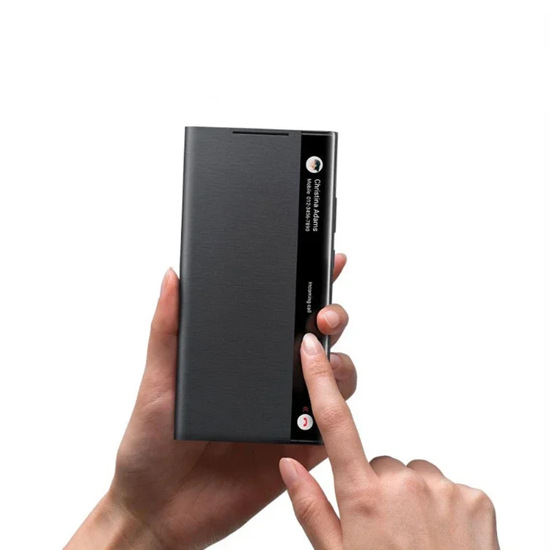 حافظة جلدية قابلة للطي بشريحة ذكية لهاتف سامسونج جالاكسي نوت 20 الترا/نوت 20 خالية من الوجه الرد على نافذة عرض حافظة هاتف واقية