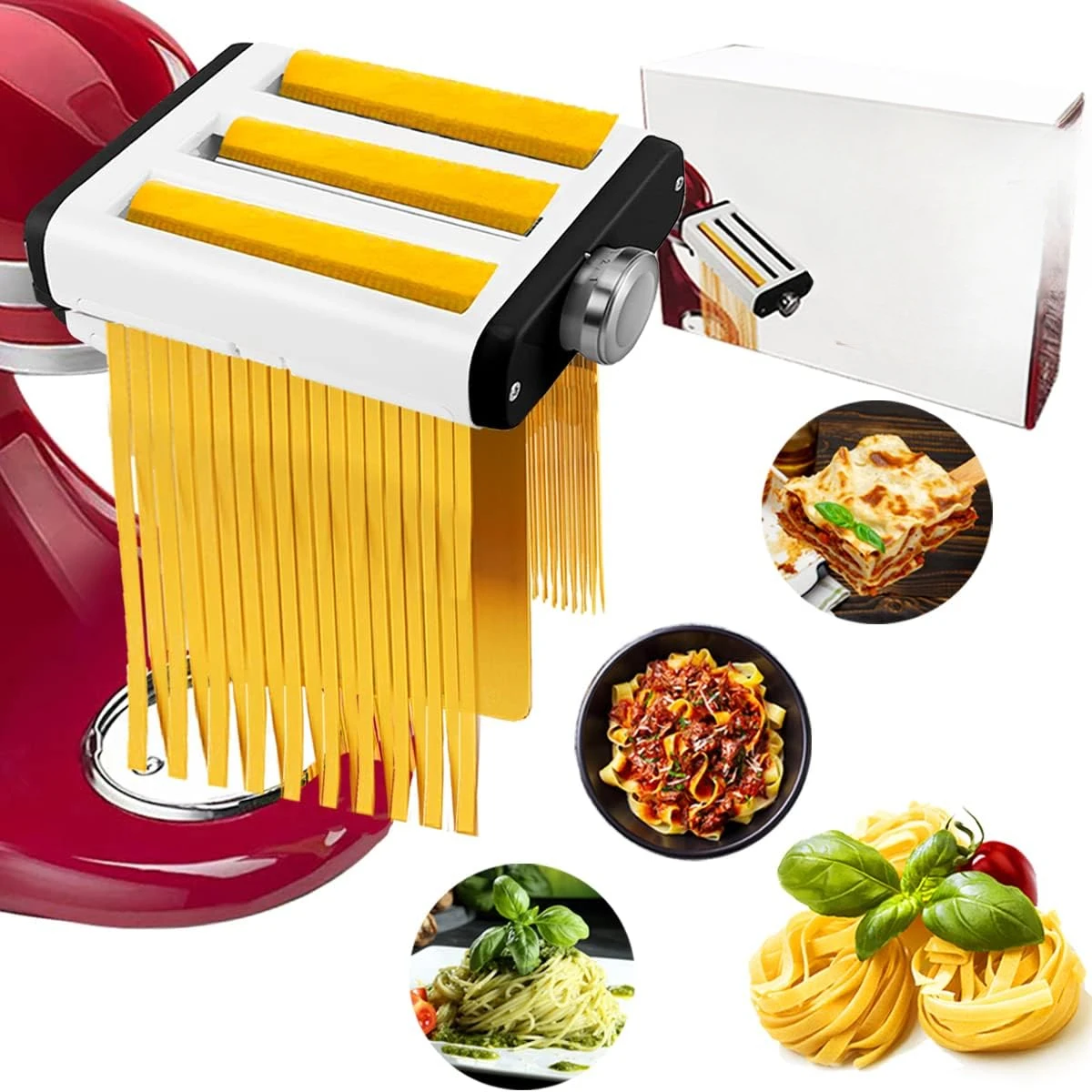 

Maker Kitchen Aid Mixer Accessories 3 In 1 Including Dough Roller Spaghetti Fettuccine Cutter - Homemade Fresh Pasta Easily!