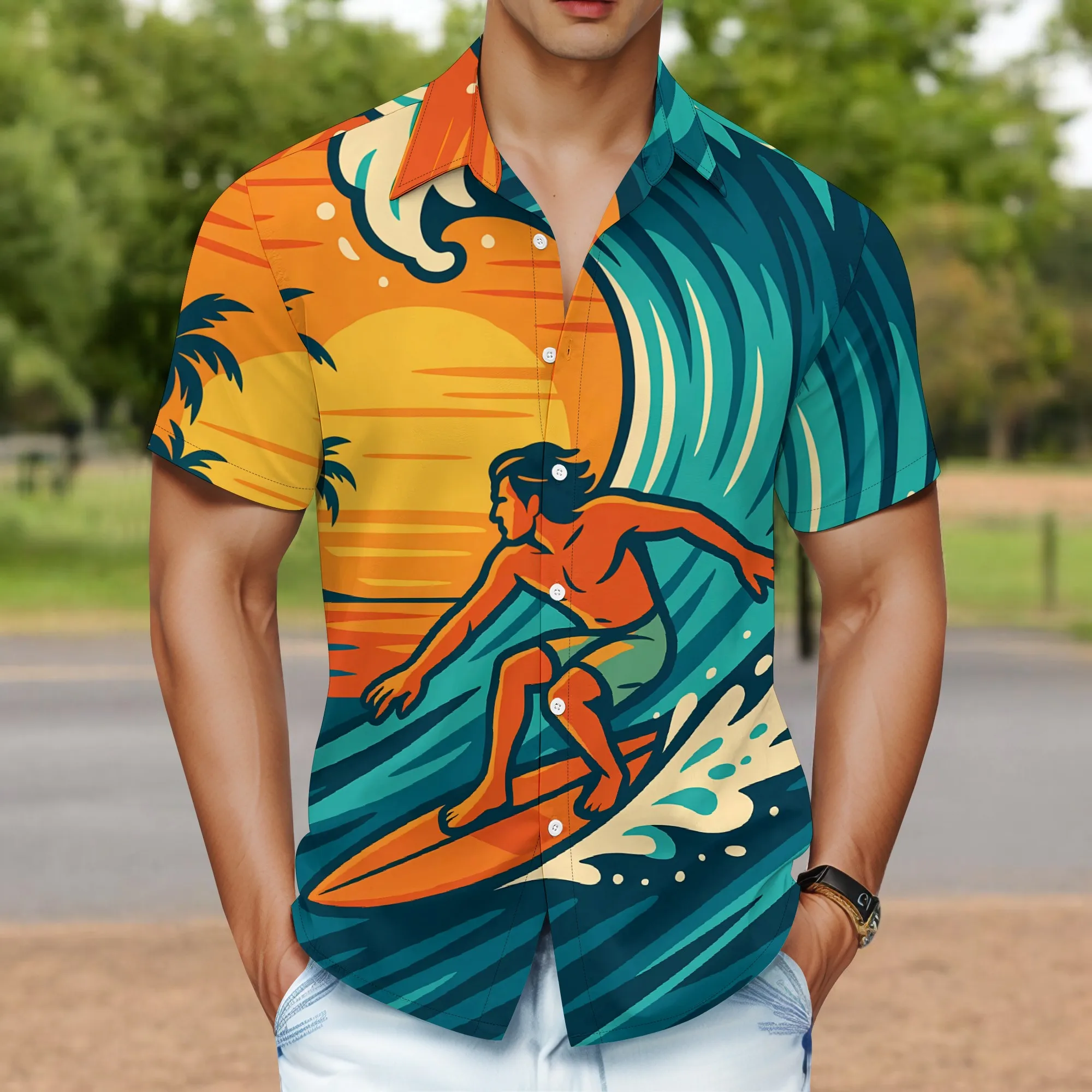 Рисунок 4 - YEAE сине-серая рубашка с принтом