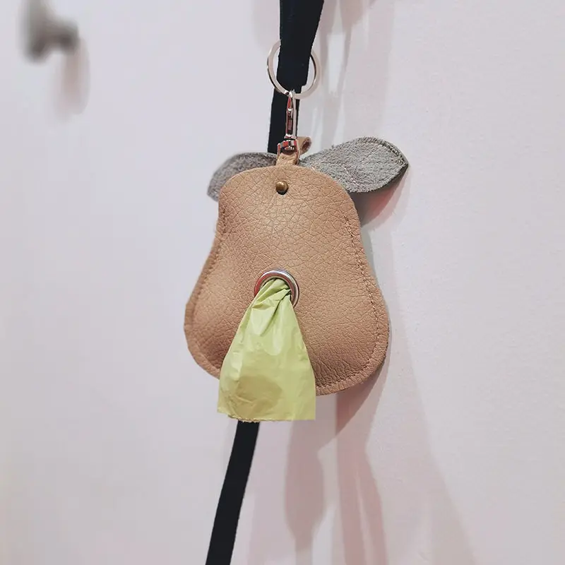 Portable Dog Walking Bag Fashionable PU Leather Shit Picking Garbage Bag Storage Distribution Bag