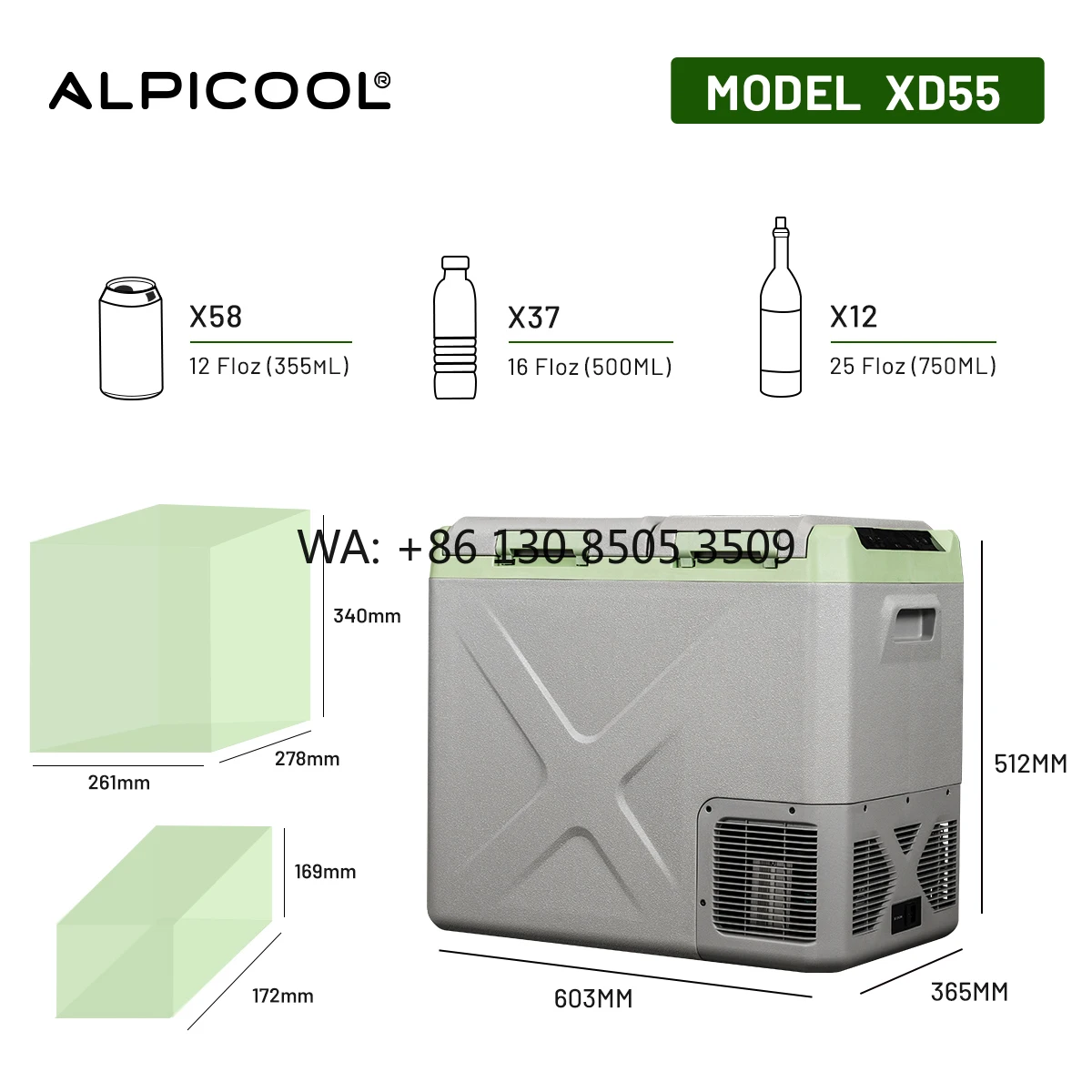 

Plastic Dual Doors Mini Fridge Compressor Fast Cooling 12V 24V Portable Freezer Refrigerator for RV Car Truck