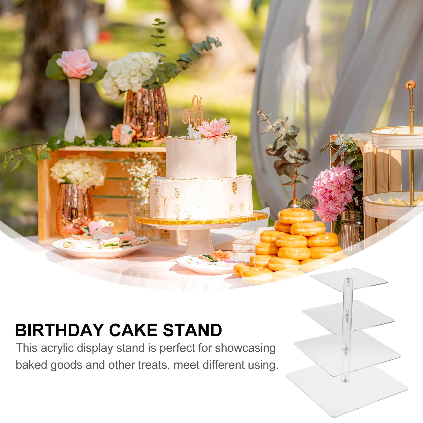 

4-уровневая прозрачная акриловая подставка для торта, многослойная подставка для десерта, вечерние, свадебные, держатель для торта, держатель для кексов, принадлежности для десертов