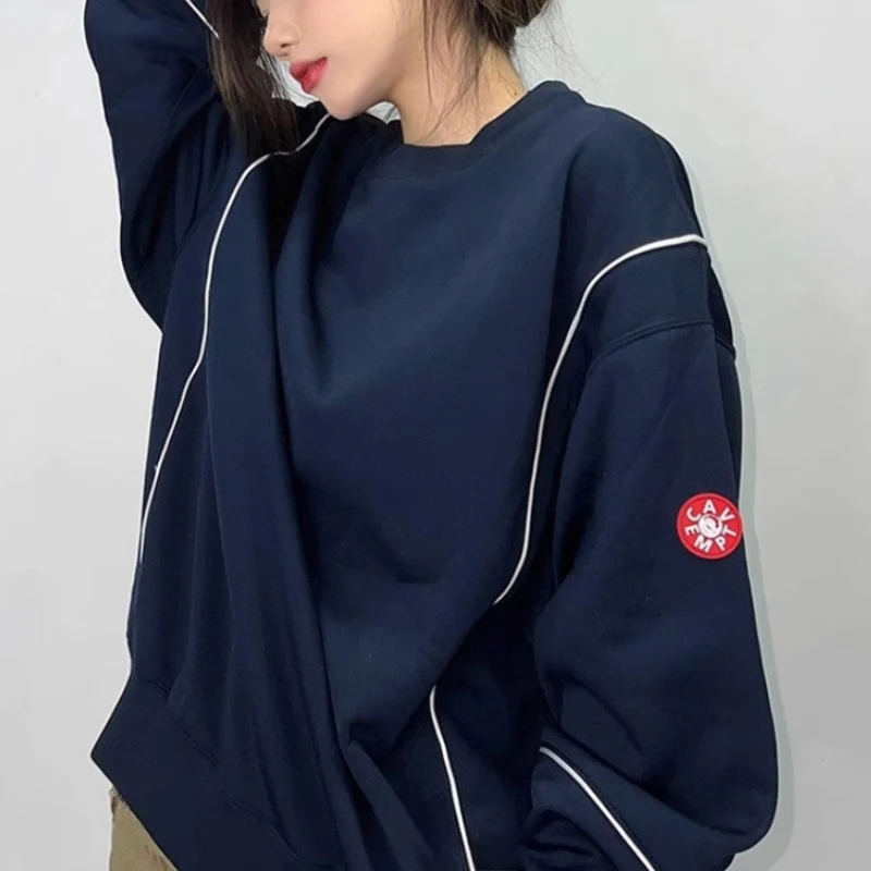 

High Street модный лоскутный пуловер в полоску CAVEMPT толстовка с капюшоном повседневные толстовки с круглым вырезом и длинными рукавами C.E для мужчин и женщин