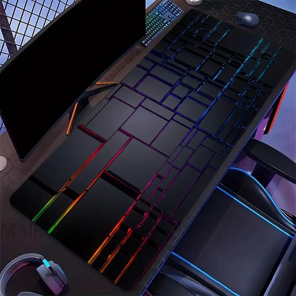 Cool 3D Blocks Mouse Pad Super Large Non-Slip Rubber Desk Mat with Stitched Edges Durable Washable Keyboard Pads for Office Home