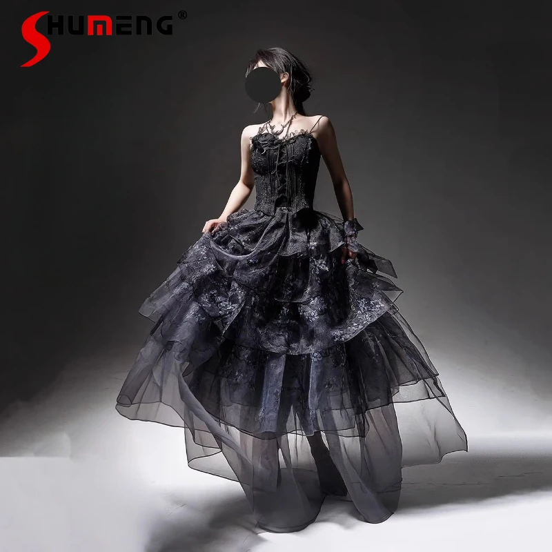 

Original Design Lolita Princess Split Dress Autumn New Women's High-Waisted Slim Elegant Camisole Top Long Skirt 2-Piece Set