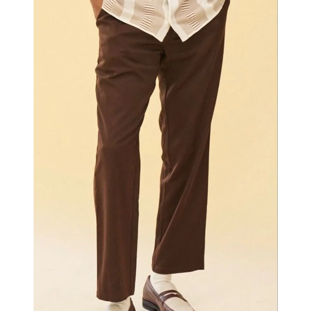 

Мужские смешанные плиссированные брюки, однотонные прямые брюки, удобные повседневные облегающие брюки, модная официальная офисная одежда, кастрюля