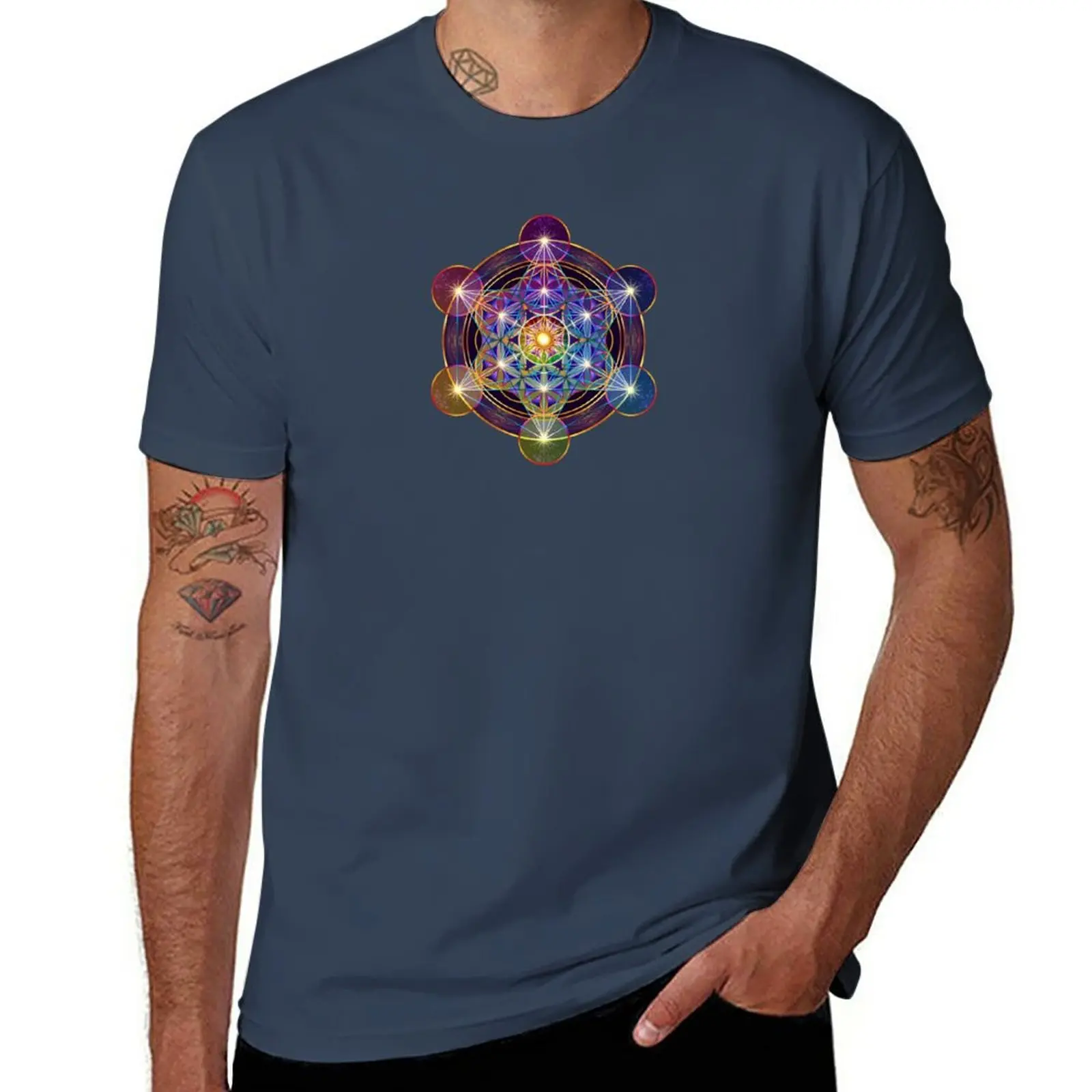 New Metatron's Cube Merkabah T-Shirt customized t shirts sweat shirts T-shirts for men cotton