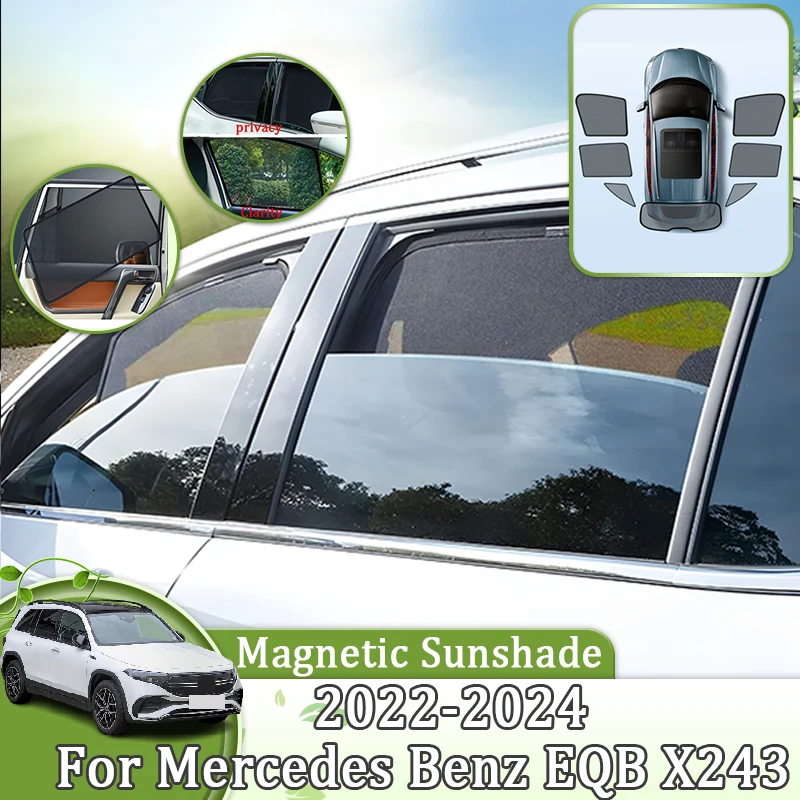 

Magnetic Car Sunshade For Mercedes Benz EQB X243 2024 2023 2022 2025 Shield Windshield Curtain Side Window Sun Shade Accessories