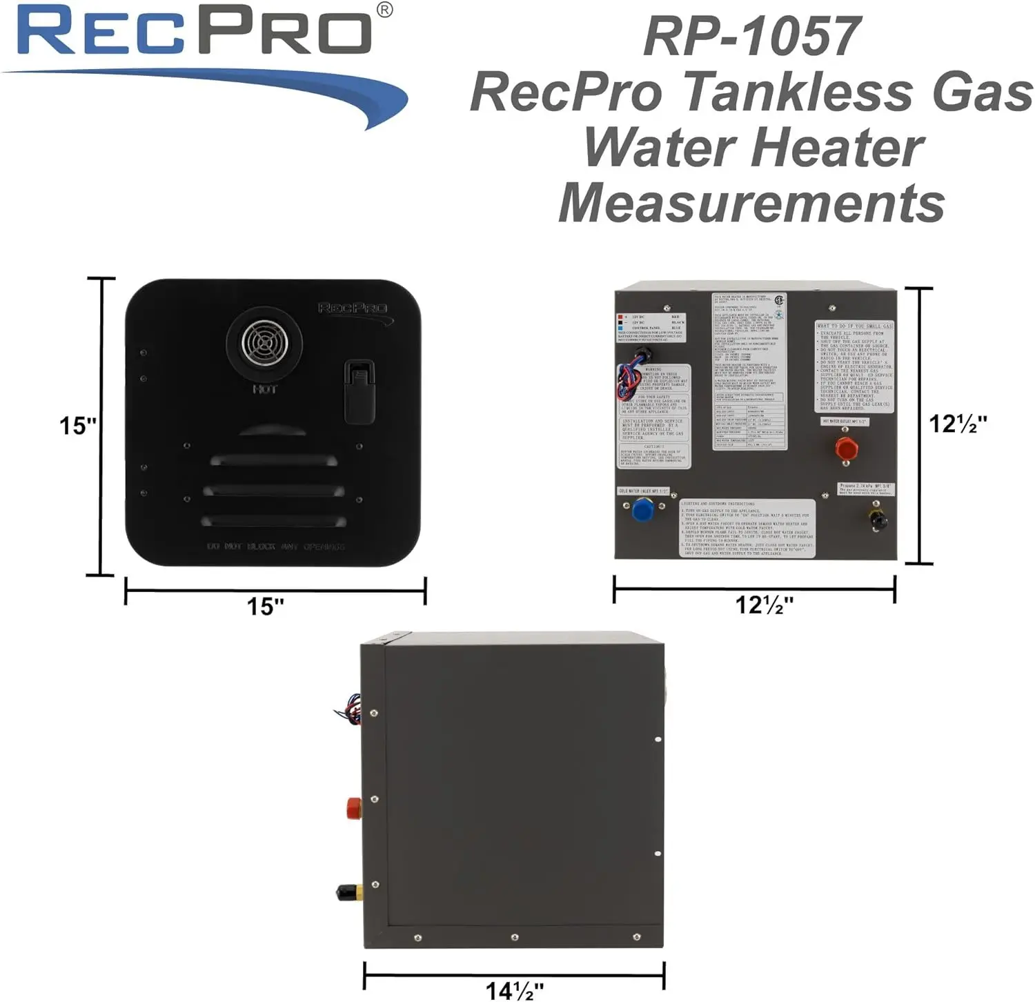 RV Tankless Aquecedor de água quente, aquecedor a gás sob demanda, controle remoto incluído