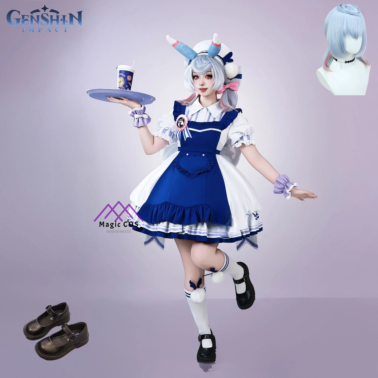 Clorinde Sigewinne Game Genshin Impact Cosplay Costume Wig Shoes Party Carnival Sweet Lolita Full Set Suit for Woman Hot Game